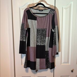 Purple Boxy Tunic with Scoop Neckline
